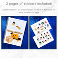 Load image into Gallery viewer, This images shows how you can use the included matte paper stickers included with the Personalized Grad Gift Card Book with Stickers and PVC Cover - Congrats.