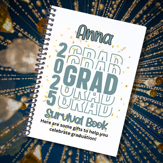 This image shows the Personalized Grad Gift Card Book with Stickers and PVC Cover - Gray.
