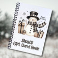Load image into Gallery viewer, This image shows the cover of the Personalized Holiday Gift Card Book with Stickers and PVC Cover - Holiday Snowman 2.