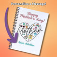 Load image into Gallery viewer, This image shows where your personalized name(s) will be printed on the Personalized Mother's Day Compact 5"x7" Gift Card Book with Stickers and PVC Cover - Heart.