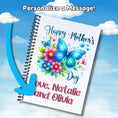 Load image into Gallery viewer, This image shows where your personalized name(s) will be printed on the Personalized Mother's Day Compact 5"x7" Gift Card Book with Stickers and PVC Cover - Butterfly & Flowers.