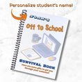 Load image into Gallery viewer, This image shows where the student's name will be printed on the cover of the Orange and Blue Gift Card Book.