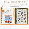 Load image into Gallery viewer, This image shows one of the sticker sheets included in the Orange and Blue Gift Card Book.