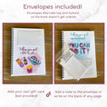 Load image into Gallery viewer, This image shows how the gift card envelopes are alternated in the Personalized Off to School Gift Card Book - Pink & Teal.