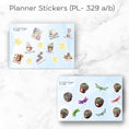 Load image into Gallery viewer, This image shows the two matte paper sticker sheets included with the Personalized Small Acts of Care Gift Card Book with Stickers and PVC Cover - Thinking of you.