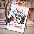 Load image into Gallery viewer, This image shows where your personalized name will be printed on the Personalized Teacher Appreciation Gift Card Book with Stickers and PVC Cover - Best Teacher Ever.