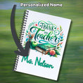 Load image into Gallery viewer, This image shows where your personalized name will be printed on the Personalized Teacher Appreciation Gift Card Book with Stickers and PVC Cover - Thank You Teacher.
