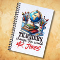Load image into Gallery viewer, This image shows the Personalized Teacher Appreciation Gift Card Book with Stickers and PVC Cover - Teachers Change the World.