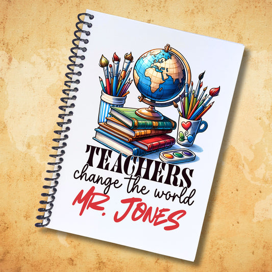 This image shows the Personalized Teacher Appreciation Gift Card Book with Stickers and PVC Cover - Teachers Change the World.