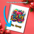 Load image into Gallery viewer, This image shows where your personalized message will be printed on the Personalized Teacher Appreciation Compact Gift Card Book with Stickers and PVC Cover - Teacher.