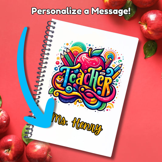 This image shows where your personalized message will be printed on the Personalized Teacher Appreciation Compact Gift Card Book with Stickers and PVC Cover - Teacher.