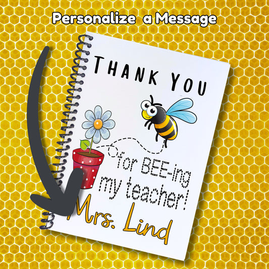 This image shows where your personalized message will be printed on the Personalized Teacher Appreciation Compact Gift Card Book with Stickers and PVC Cover - Thank You for BEE-ing My Teacher!