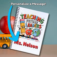 Load image into Gallery viewer, This image shows where your personalized message will be printed on the Personalized Teacher Appreciation Compact Gift Card Book with Stickers and PVC Cover - Teaching Future Leaders.