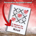 Load image into Gallery viewer, This image shows where your personalized name/message will be printed on the Personalized Valentine's Day Gift Card Book with Stickers and PVC Cover - Tic Tac Toe.