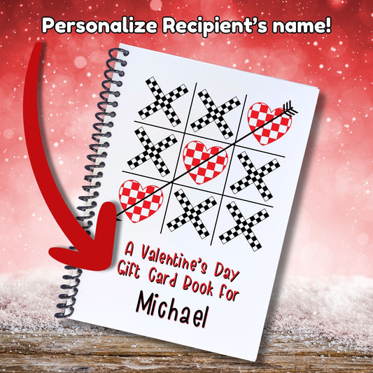 This image shows where your personalized name/message will be printed on the Personalized Valentine's Day Gift Card Book with Stickers and PVC Cover - Tic Tac Toe.
