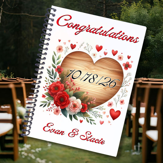 This image shows the cover for the Personalized Wedding Gift Card Book with Stickers and PVC Cover - Heart.