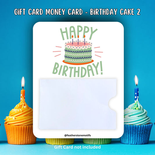 This image shows the Birthday Cake 2 Gift Card Holder Money Card.