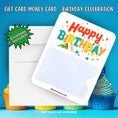 Load image into Gallery viewer, This image shows the Birthday Celebration Gift Card Holder Money Card with the included A2 envelope.