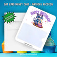 Load image into Gallery viewer, This image shows the Raccoon Birthday Gift Card Holder Money Card with the include A2 envelope.