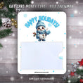 Load image into Gallery viewer, This image shows the Blue Snowman Gift Card Money Card.