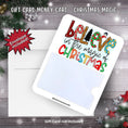 Load image into Gallery viewer, This image shows the Christmas Magic Gift Card Money Card with the included A2 size envelope.