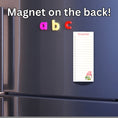 Load image into Gallery viewer, This image shows the Checklist Notepad - Gnomes on the front of a refrigerator.