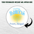Load image into Gallery viewer, This image shows where your personalized message will be printed on the Personalized Holiday Stickers - Happy Hanukkah.