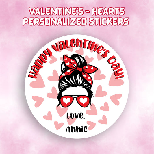 This cover page shows the personalized valentine sticker on a pink cloudy background.