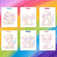 Load image into Gallery viewer, This image shows the Monkey, Lamb, Sloth, Giraffe, Cow, and Cat designs available in the Animals with Ice Cream Notepads.