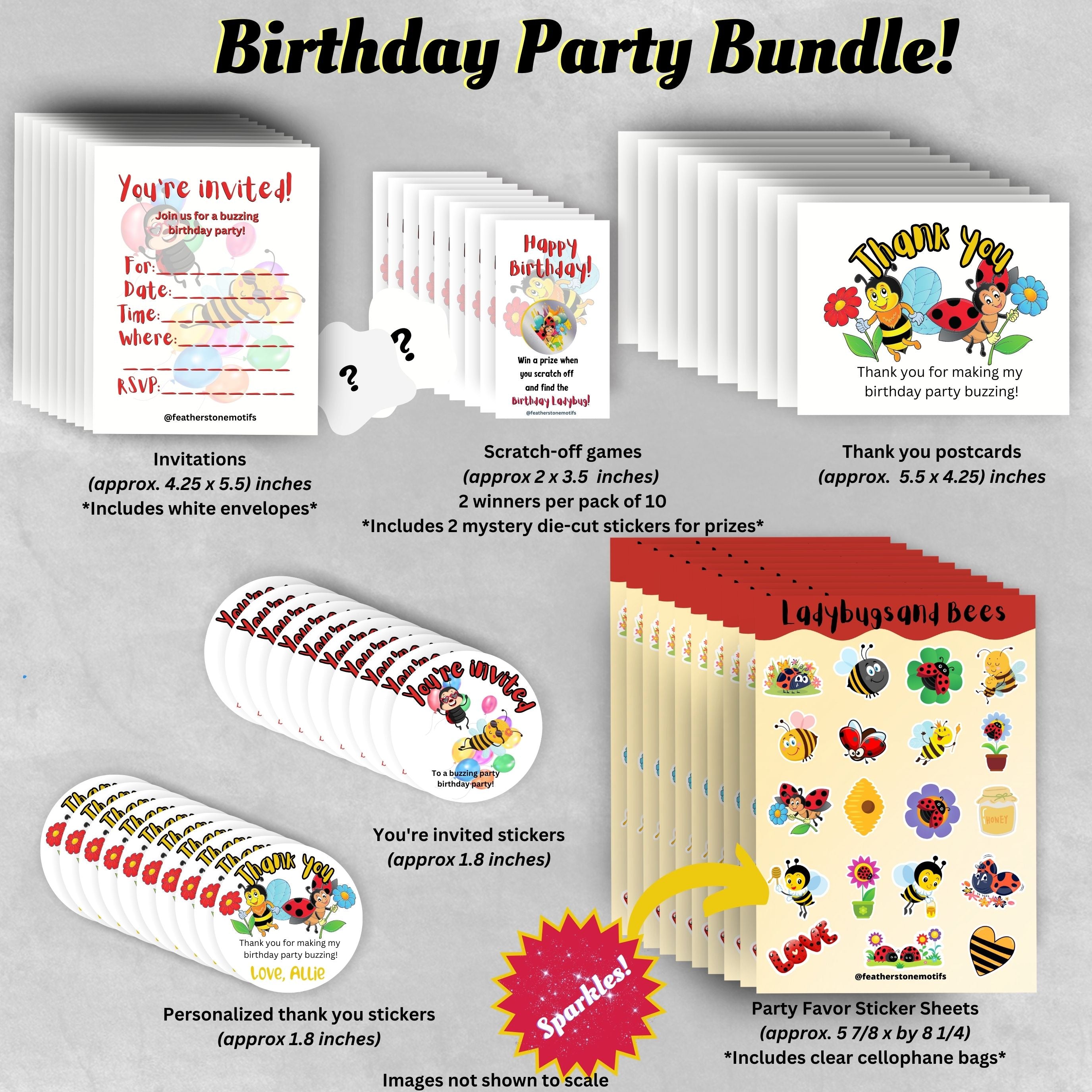 Personalized Kids Birthday Party Bundle - Ladybugs and Bees ...