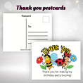 Load image into Gallery viewer, This image shows the front and back of the thank you postcards.
