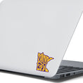Load image into Gallery viewer, This image show the Minnesota purple and gold sticker on the back of an open laptop.