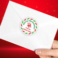 Load image into Gallery viewer, This image shows the personalized holiday sticker on the back of an envelope.