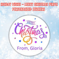 Load image into Gallery viewer, This image shows the Personalized Holiday Stickers - Merry Christmas Purple.