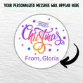 Load image into Gallery viewer, This image shows where your personalized message will be printed on the Personalized Holiday Stickers - Merry Christmas Purple.