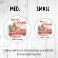Load image into Gallery viewer, This image shows the medium and small holiday stickers side-by-side for a size comparison, and it says “Approximate dimensions are listed in the description.