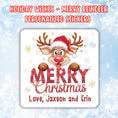 Load image into Gallery viewer, This image shows the Personalized Holiday Stickers - Merry Reindeer.