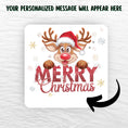 Load image into Gallery viewer, This image shows where your personalized message will be printed on the Personalized Holiday Stickers - Merry Reindeer.
