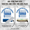 Load image into Gallery viewer, This image shows how to attach the money tube to the 2025 Grad Graduation Money Card Kit.