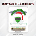 Load image into Gallery viewer, This image shows the Alien Holidays money card with money tube attached
