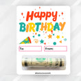 Load image into Gallery viewer, This image shows the money tube attached to the Birthday Celebration money card.