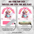 Load image into Gallery viewer, This image shows how to attach the money tube to the Cute Dog Birthday money card.