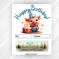 Load image into Gallery viewer, This image shows the money tube attached to the Piggy Birthday money card.