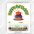 Load image into Gallery viewer, This image shows the money tube attached to the Birthday Cake money card.