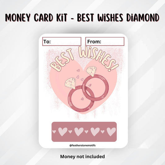 This image shows the Best Wishes Diamond Rings Money Card Kit without the money tube.