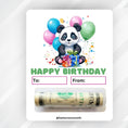 Load image into Gallery viewer, This image shows the money tube attached to the Panda Birthday Money Card.