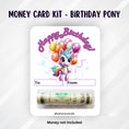 Load image into Gallery viewer, This image shows the money tube attached to the Birthday Pony money card.