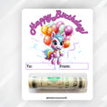 Load image into Gallery viewer, This image shows the money tube attached to the Birthday Pony money card.