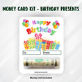Load image into Gallery viewer, This image shows the money tube attached to the Birthday Presents Money Card.