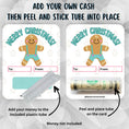 Load image into Gallery viewer, This image shows how to apply the money tube to the Blue Gingerbread Man money card.